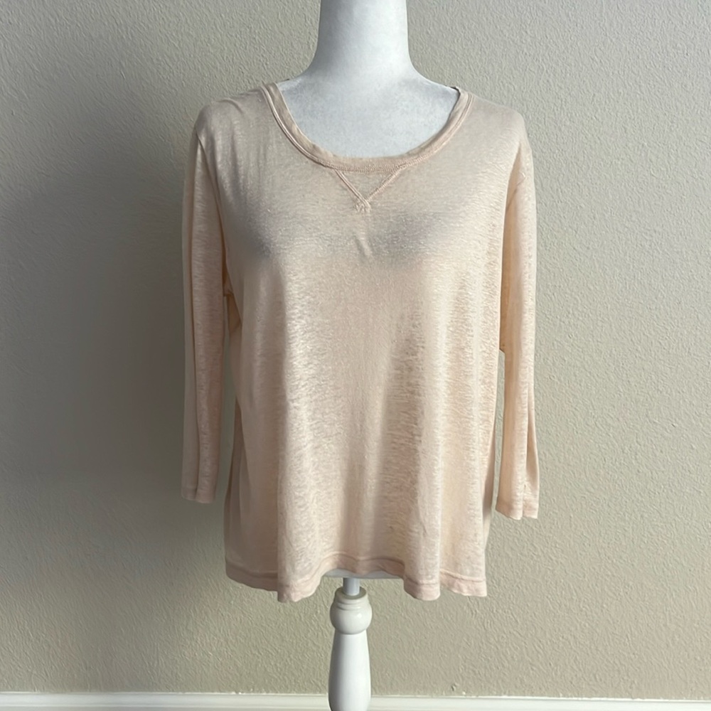 Club Monaco Sheer 3/4 length Top in Sand